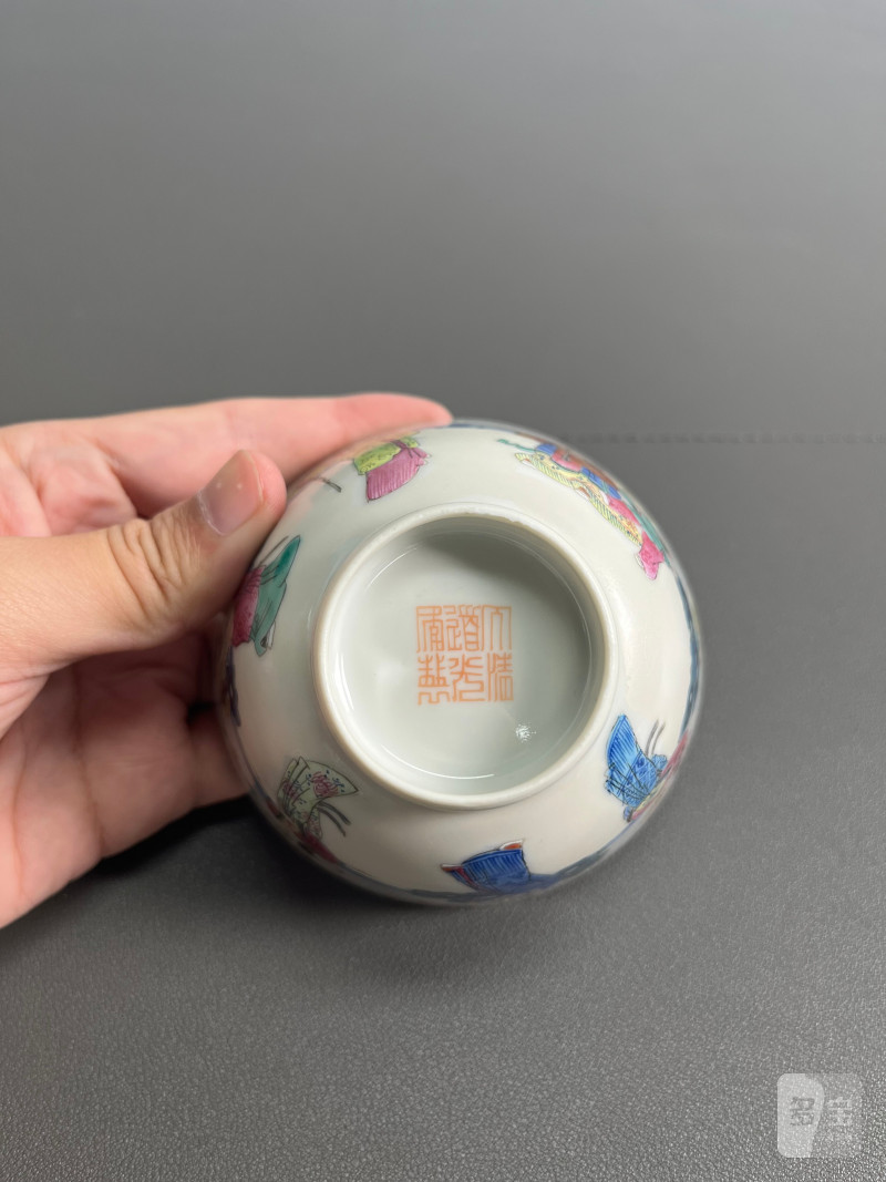 清道光  粉彩“十二花神”图盖碗 - 图8